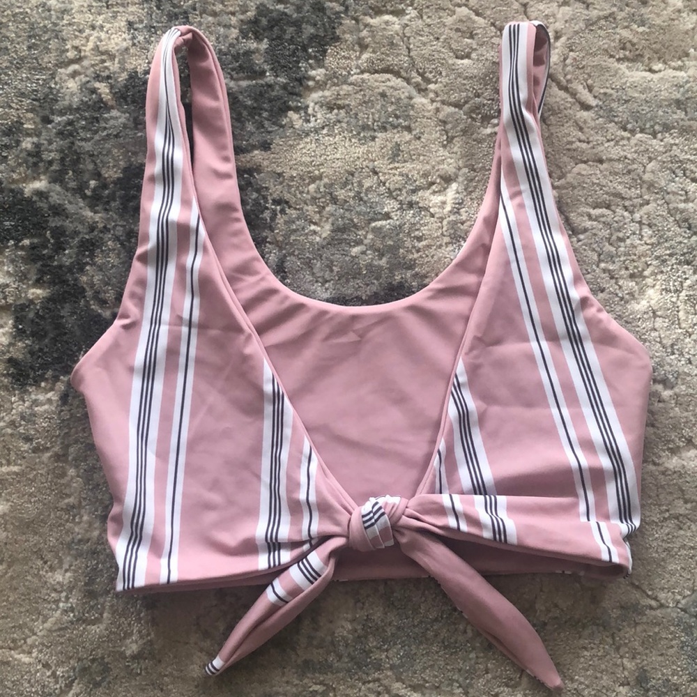 light pink striped bikini top